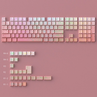 Contour Line Powder Blusher 104+29 Keys PBT Doubleshot Side Legends Keycaps Set Cherry Profile for Cherry MX Keyboard